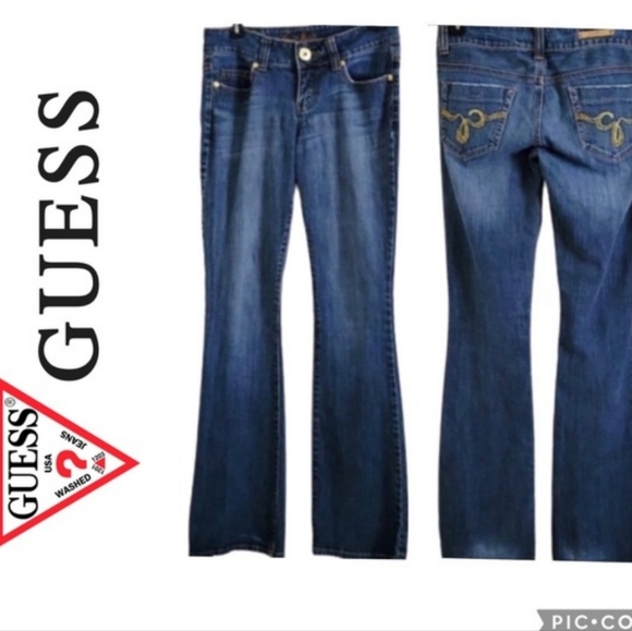 Guess Crystal Embellished Distressed Bootcut Jeans - Picture 8 of 8